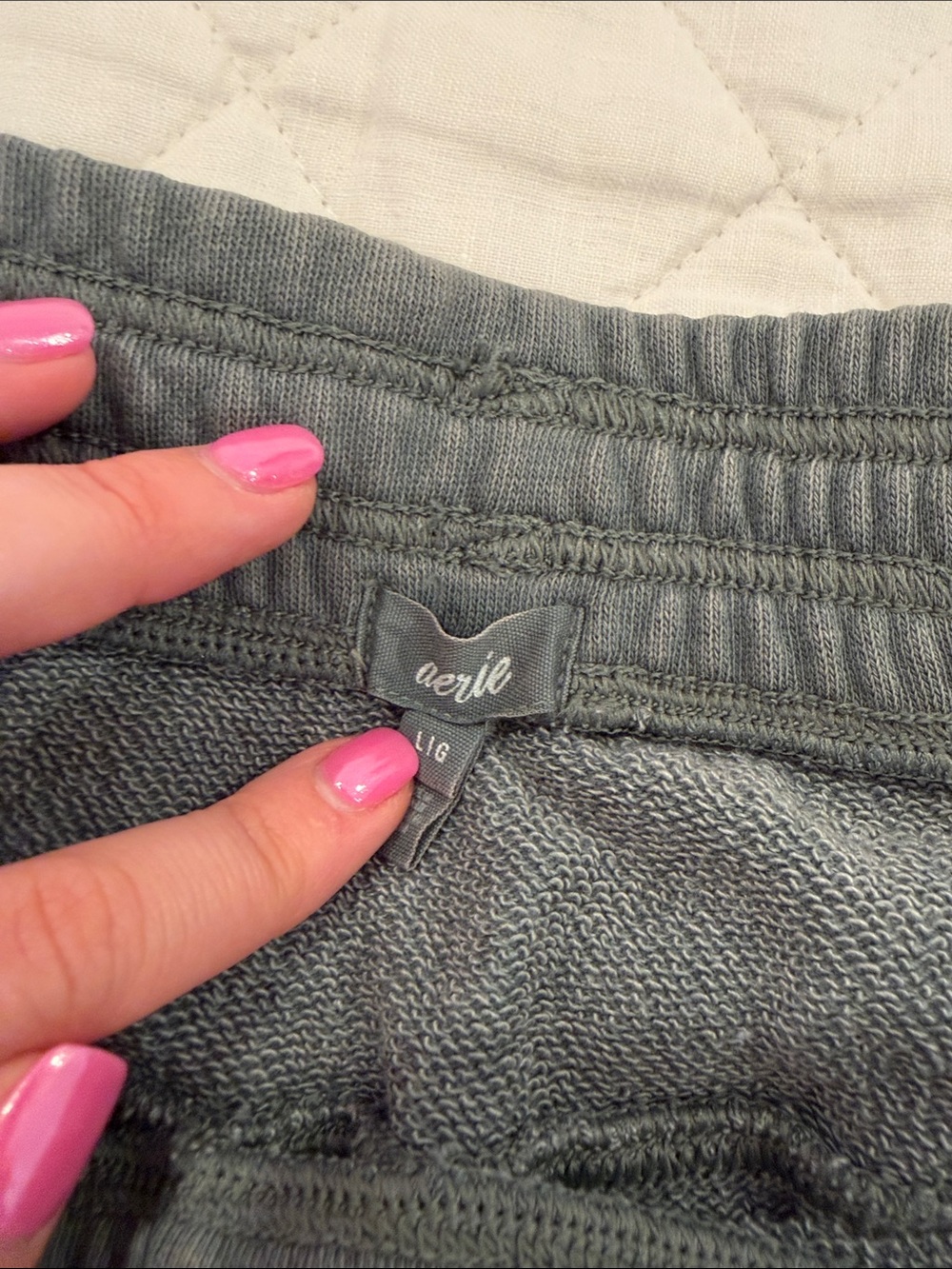 aerie Olive Green Ribbed Waist Sweatpants - Picture 2 of 3
